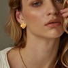 Gold Statement Chunky Stud Earrings for Women，Geometric Square Textured Vintage Trendy Jewelry - 4 of 4
