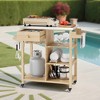 Outdoor Grill Cart Patio Bar Cart Prep Table with Drawer, Towel Racks, Open Shelves, Stainless Steel Top, Wheels, Portable Kitchen Rolling Island - 2 of 4