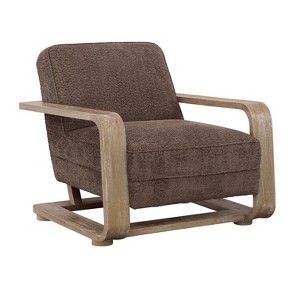 Treasure Trove Accents Accent Chair Truffle/Distressed Ash Brown: Upholstered Polyester, Rubberwood Frame - 1 of 4