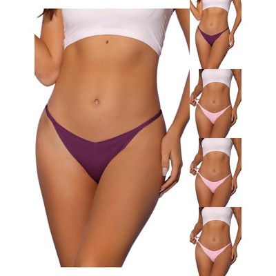 Allegra K Women's V-waisted Ruched Invisibles Breathable No Trace Thongs Multicolored