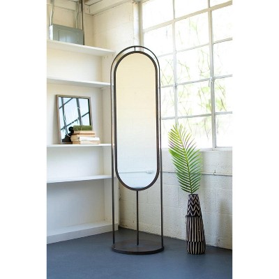 Full Length Oval Floor Mirror with Rear Storage Rack – 68" Tall by Kalalou