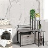 Cat Litter Box Enclosure Furniture with Plant Stand, Hidden Litter Box Cabinet with Pull-Out Tray, Corner Cat Washroom for Indoor Cats - 4 of 4