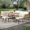 Acekool 3-Piece Wicker Patio Bistro Set with Glass Top Side Table and Cushioned Rattan Chairs for Outdoor Balcony, Porch, Backyard – Beige - 3 of 4