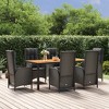 vidaXL Black Poly Rattan Patio Dining Set with Cushions – 7-Piece, Weather-Resistant, Reclining Chairs, Acacia Wood Tabletop for Garden/Patio - 2 of 4