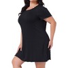 Agnes Orinda Women's Plus Size Soft Short Sleeve Ruffle Mini Loose Pajama Nightgowns - 2 of 4