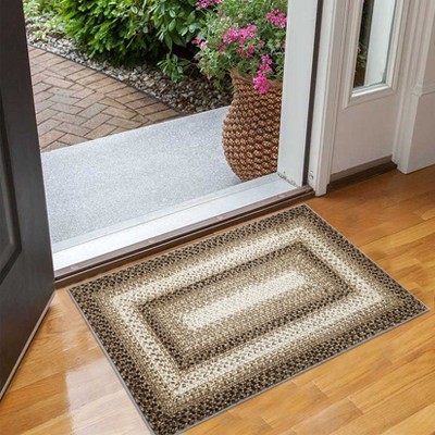 Machine Washable Rug Non Slip Non Shedding Area Rug Modern Print Braided Low Pile Foldable Carpet