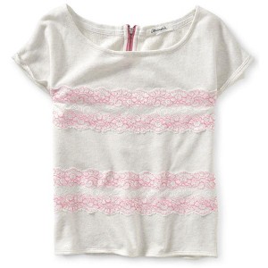 Aeropostale Womens Zip Lace Embellished T-Shirt - 1 of 2