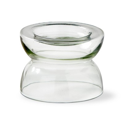 tagltd Recycled Clear Glass Pillar Holder, 6.3L x 6.3W x 4.75H inches