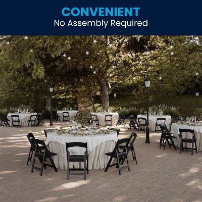 Black Resin Armless Folding Chair with Cushions - 2 Pack