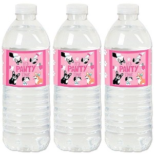 Big Dot of Happiness Pawty Like a Puppy Girl - Pink Dog Baby Shower or Birthday Party Water Bottle Sticker Labels - Set of 20 - 1 of 4