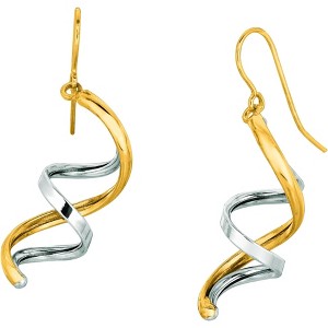 14k Two-Tone Gold 25mm Swirl Drop Earrings - 1 of 3