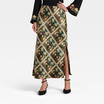 Latino Heritage Month Women's Maxi Skirt - Black Floral