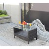 Vynxaria Patio Coffee Tables - 34.6" Outdoor Furniture with Tempered Glass Top - 4 of 4