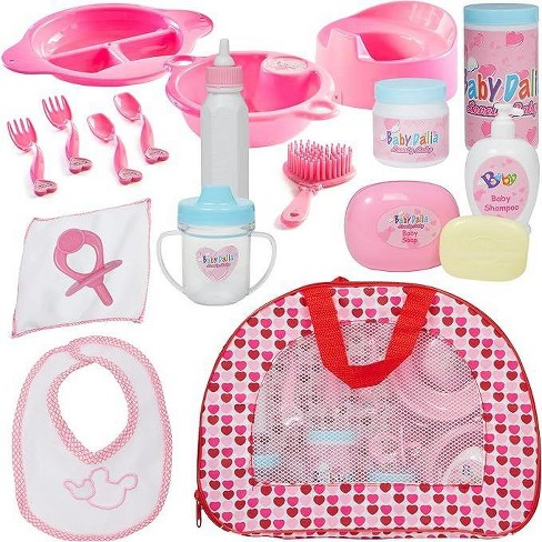 Litti Pritti Baby Doll Accessories Set Carrying Case 18 Pieces pink Target