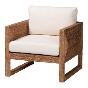 bali & pari Helina Seagrass and Acacia Wood Arm Chair Bleached Light Brown - 1 of 4