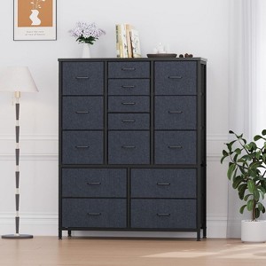 15 Drawers Dressers, Chest of Drawers with Wood Tabletop, Metal Frame, Fabric Tall Dressers for Bedroom Living Room Hallway Entryway - 1 of 4