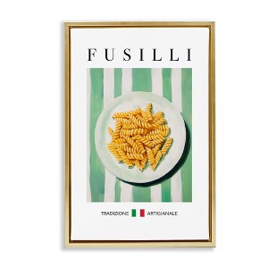 Stupell Industries Traditional Fusilli Pasta Black Framed Floater Canvas Wall Art - 1 of 4