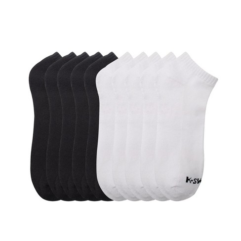 K-swiss Men s Half Cushion Solid Low-cut Socks, 10-pack - White/black ...
