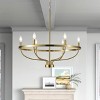 Modern Farmhouse 6-Light Chandelier, Wagon Wheel Iron Pendant Light for Dining Room or Entryway - 2 of 4