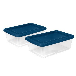 Sterilite 12Qt Storage Boxes Clear Plastic Containers with Lid, Set of 36, Blue - 1 of 4