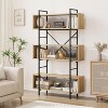 Homhougo 6 Tier Bookshelf with Storage, 71.3 Inch Tall Industrial Book Shelf with Open Display Bookshelves, 6 Shelf Bookcase with Metal Frame,Natural - 3 of 4