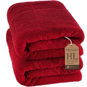 Hawmam Linen Jumbo Large Bath Sheets Towels 2-Pack 35 x 70 Inches Soft and Absorbent, Premium Quality 100% Cotton Towels - 1 of 4