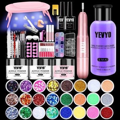YEVYO Acrylic Nail Kit Nail Kit for Beginners with Everything, 24 Colors of Glitter Powder and Sequins