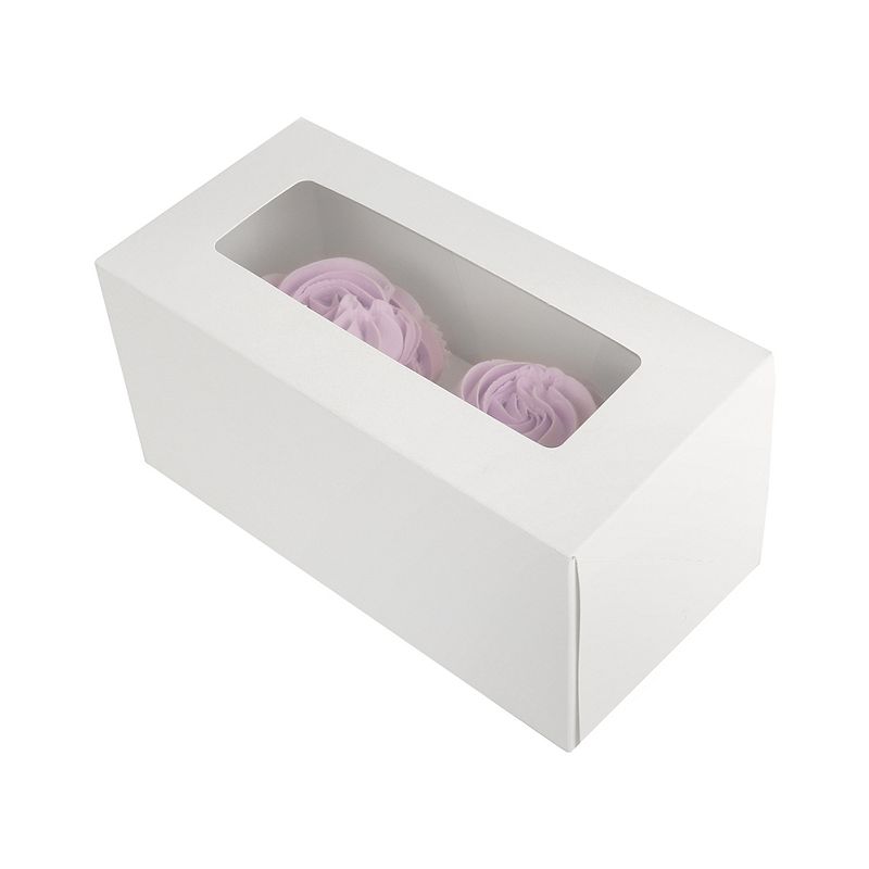 O'Creme White Window Cake Box with Cupcake Insert, 8" x 4" x 4" - Pack of 5, 2 of 4