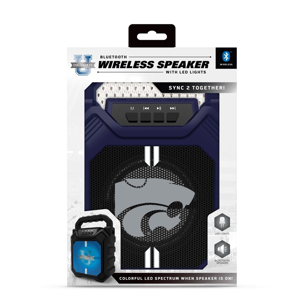 SOAR Collegiate LED ShockBox Wireless Bluetooth Speaker with FM radio- Kansas State Wildcats - thumbnail 2