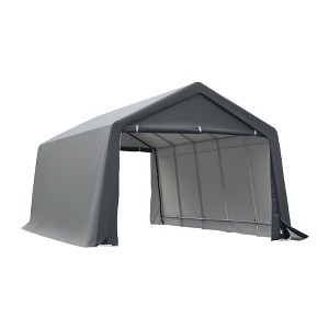 12' x 20' Carport Portable Garage, Heavy Duty Storage Tent, Patio Storage Shelter w/ Anti-UV PE Cover and Double Zipper Doors, for Motorcycle Bike - 1 of 4