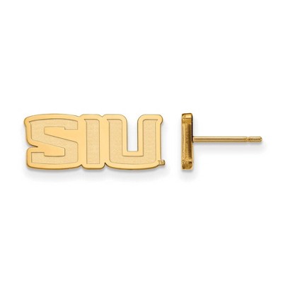 Black Bow Jewelry 14k Yellow Gold Southern Illinois Salukis NCAA Post Earrings