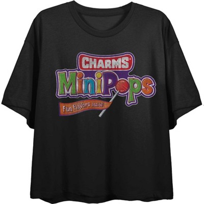 Charms Mini-Pops Distressed Logo Women’s Black Cropped Tee