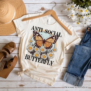 Anti Social Butterfly T-Shirt, Retro White and Natural Tee for Quirky and Independent Women| OrnamentallyYou - 1 of 4