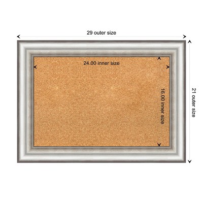 Amanti Art Natural Corkboard with Silver Frame, 29 x 21 Inch