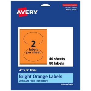 Avery Bright Orange Paper Labels, 4" x 6" Oval - 1 of 4