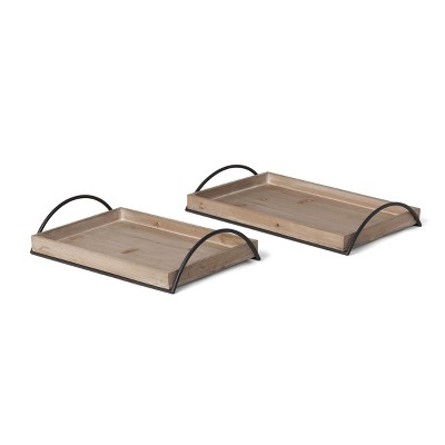 Park Hill Round Wooden Tray with Iron Handles