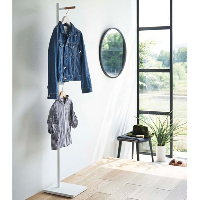 Black Steel and Wood Minimalist Coat Rack
