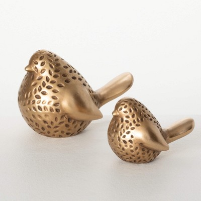 Sullivans 3.75" & 5.25" Bird Figure Set of 2, Gold