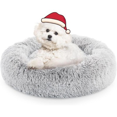 DOMETOUR Dog Bed Cat Bed, Round Donut Washable Pet Bed Plush Calming Dog Couch Cat Couch