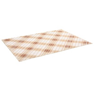 Modern Checkered Rug, Washable and Non-Slip, Thin and Foldable Printed Rug, SSoft Non Shedding Low Pile Floor Covering, Neutral Geometric Rug - 1 of 4