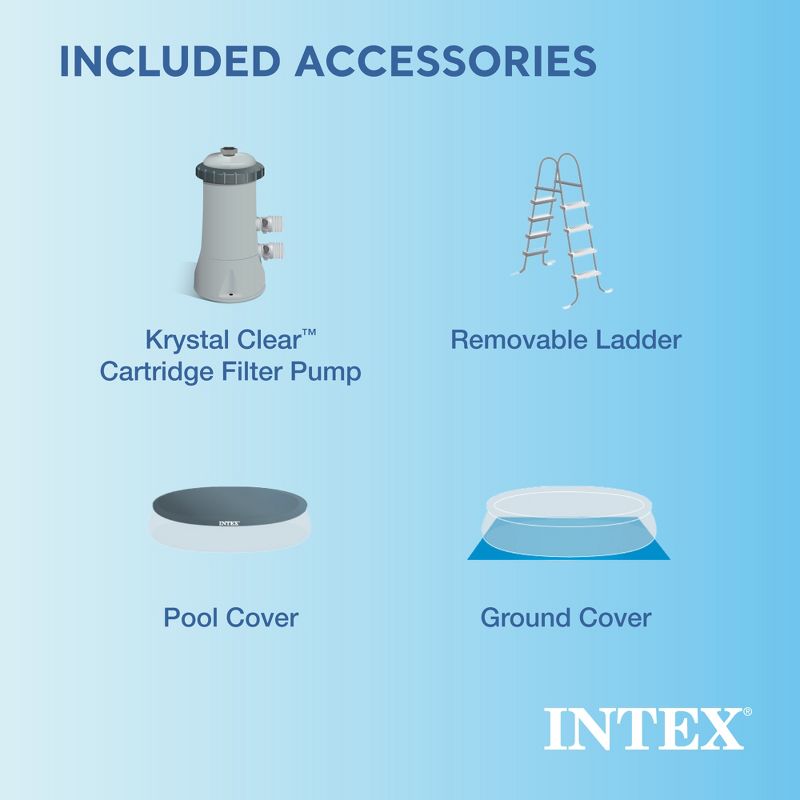 Intex Easy Set 15 Foot Round Inflatable Outdoor Backyard Above Ground Family Swimming Pool with Ladder and Pump for Kids and Adults, Blue, 3 of 7
