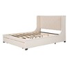 YOOCOZZ Queen Size Velvet Upholstered Platform Bed with Wingback Headboard and Storage Drawer - 3 of 4