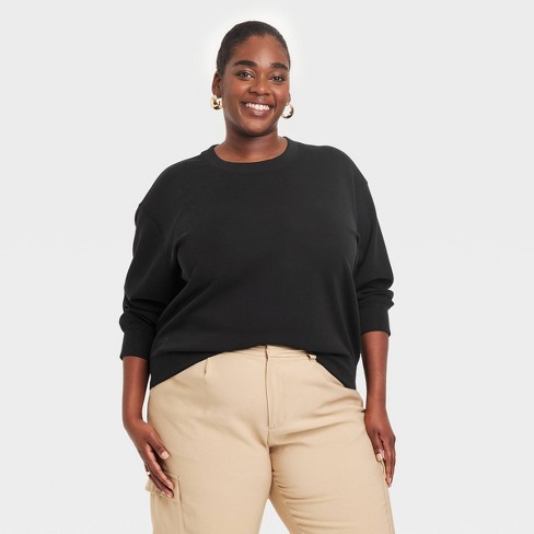 Women's Sandwash Sweatshirt - A New Day™ Black 1x : Target