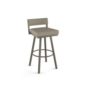 Amisco Travis Upholstered Barstool Greige/Gray: 37.75" High, Faux Leather, Steel Frame, 300 lbs Capacity - 1 of 4