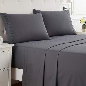 Queen Grey Premium 4 Way Microfiber Stretch Knit Sheet Set By Bare