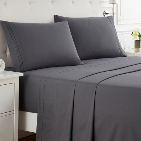 Nestl Double Brushed Microfiber Bed Sheet Set - Queen - Grey