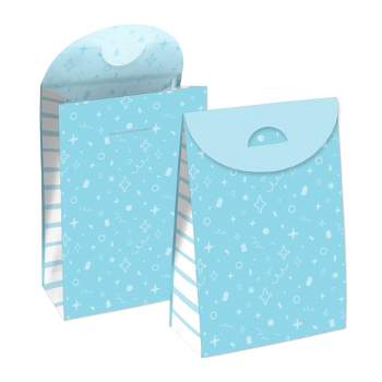 Big Dot of Happiness Blue Confetti Stars - Simple Gift Favor Bags - Party Goodie Boxes - Set of 12