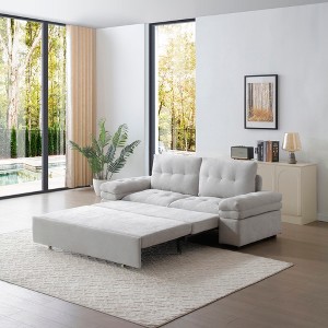 3-in-1 Teddy Sleeper Sofa, Pull-Out Couch Bed with Recliner & Armchair Function for Living Room, Apartment, Dorm - 1 of 4
