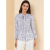 Allegra K Women's Vintage Floral Tie Neck Long Sleeve Ruffled Collar Peasant Blouse - 3 of 4
