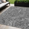 Gray Silver And Charcoal Paisley Washable Indoor Outdoor Area Rug - 2 of 4